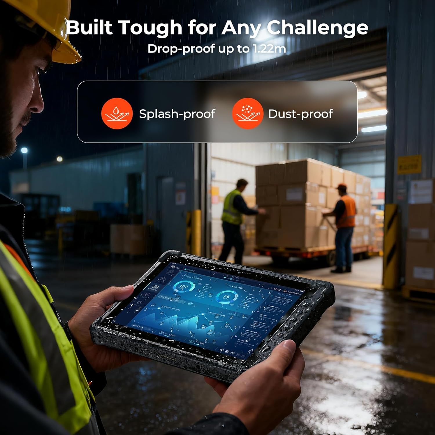 image:imageMUNBYN Rugged Tablet with Barcode Scanner101inch Windows 11 Pro Tablet WiFi 6 1000nit Sunlight Readable Builtin Honeywell N4680 Scanner Intel N100 Rugged PC 4G LTE for Warehouse Gray