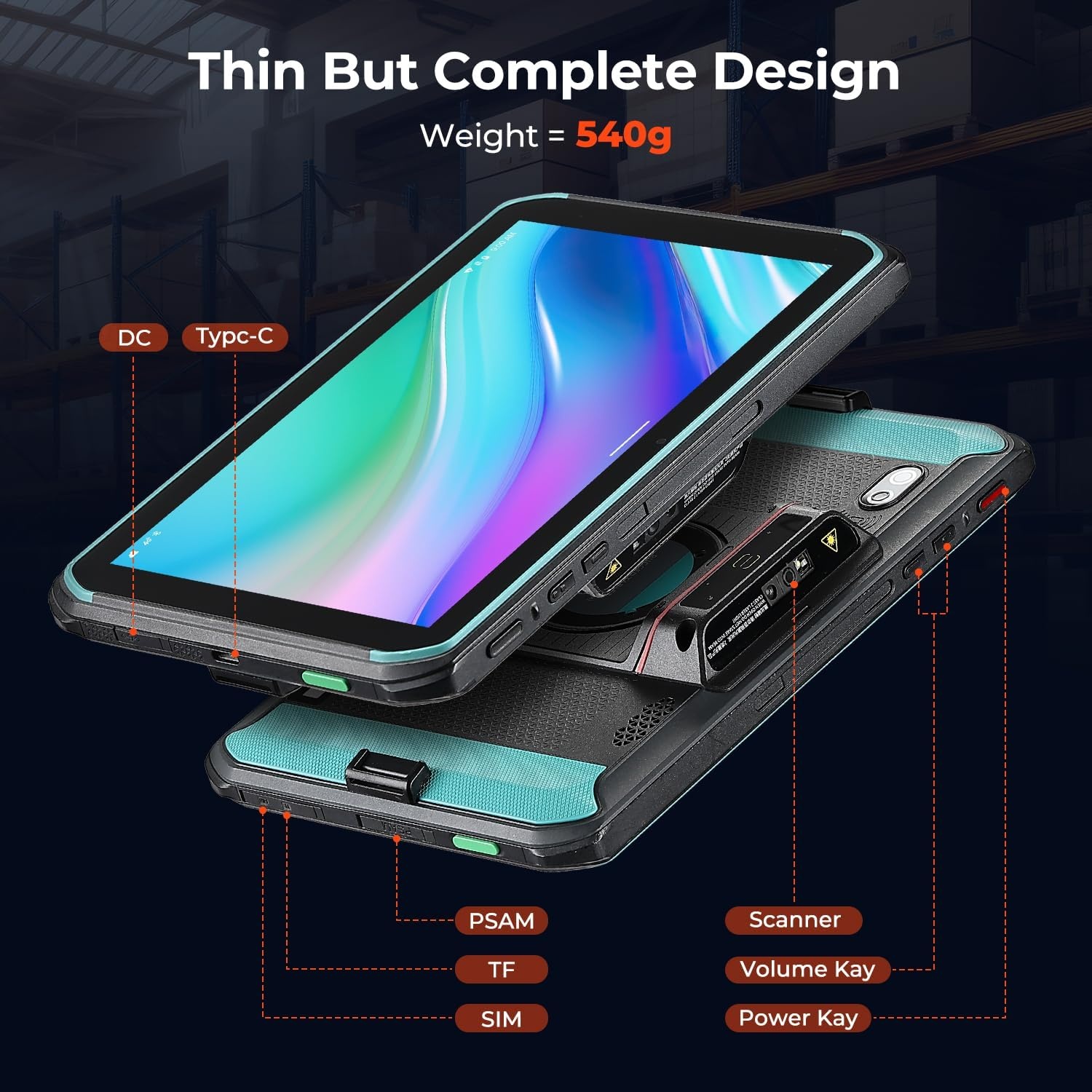 image:imageMUNBYN Rugged Tablet with Scanner ILT01Pro 6GB128GB Large Memory Equipped with Honeywell N6703 Scanner 8Inch Android 13 9000mAh Inventory Tablet for Logistics Warehouse 2Y Protection
