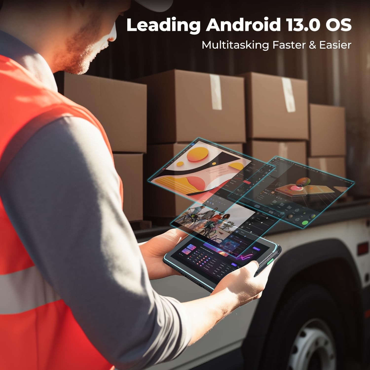 image:imageMUNBYN Rugged Tablet with Scanner ILT01Pro 6GB128GB Large Memory Equipped with Honeywell N6703 Scanner 8Inch Android 13 9000mAh Inventory Tablet for Logistics Warehouse 2Y Protection