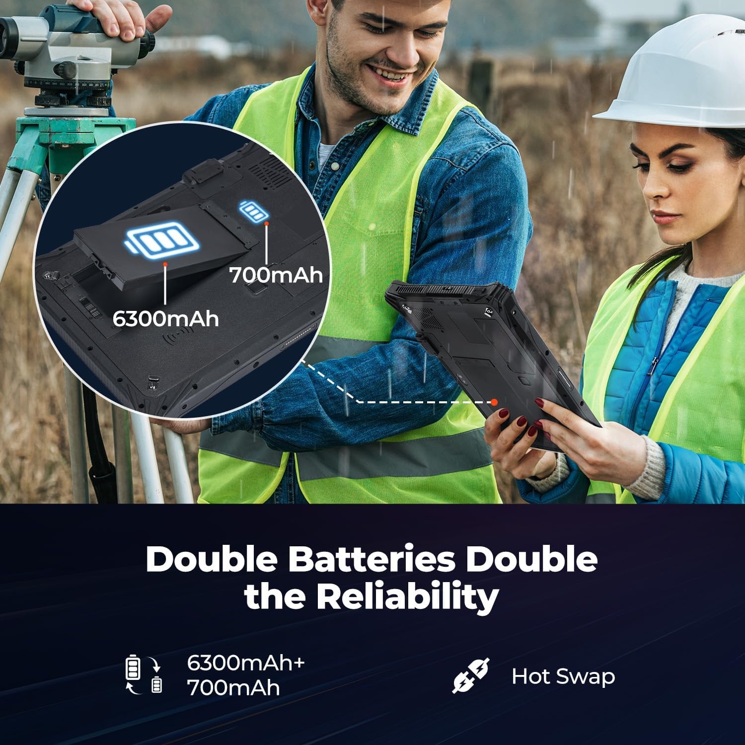 image:imageMUNBYN Rugged Windows Tablet IRT09 122 Windows 11 Pro Intel N5105 16GB128GB Replaceable SSD 4G LTE Dual Batteries amp Hot Swappable Heavy Duty Tablet for Construction Worker 2Y Protection