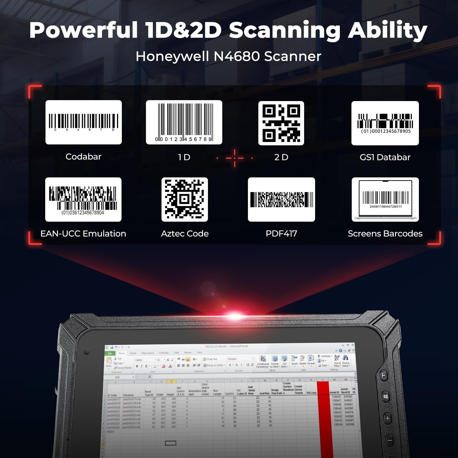 image:imageMUNBYN Rugged Windows Tablet with Barcode Scanner IRT06 8 Windows 11 Pro Equip with Honeywell N4680 1D2D QR Inventory Scanner 8GB128GB Industrial Tablets for ERP WMS
