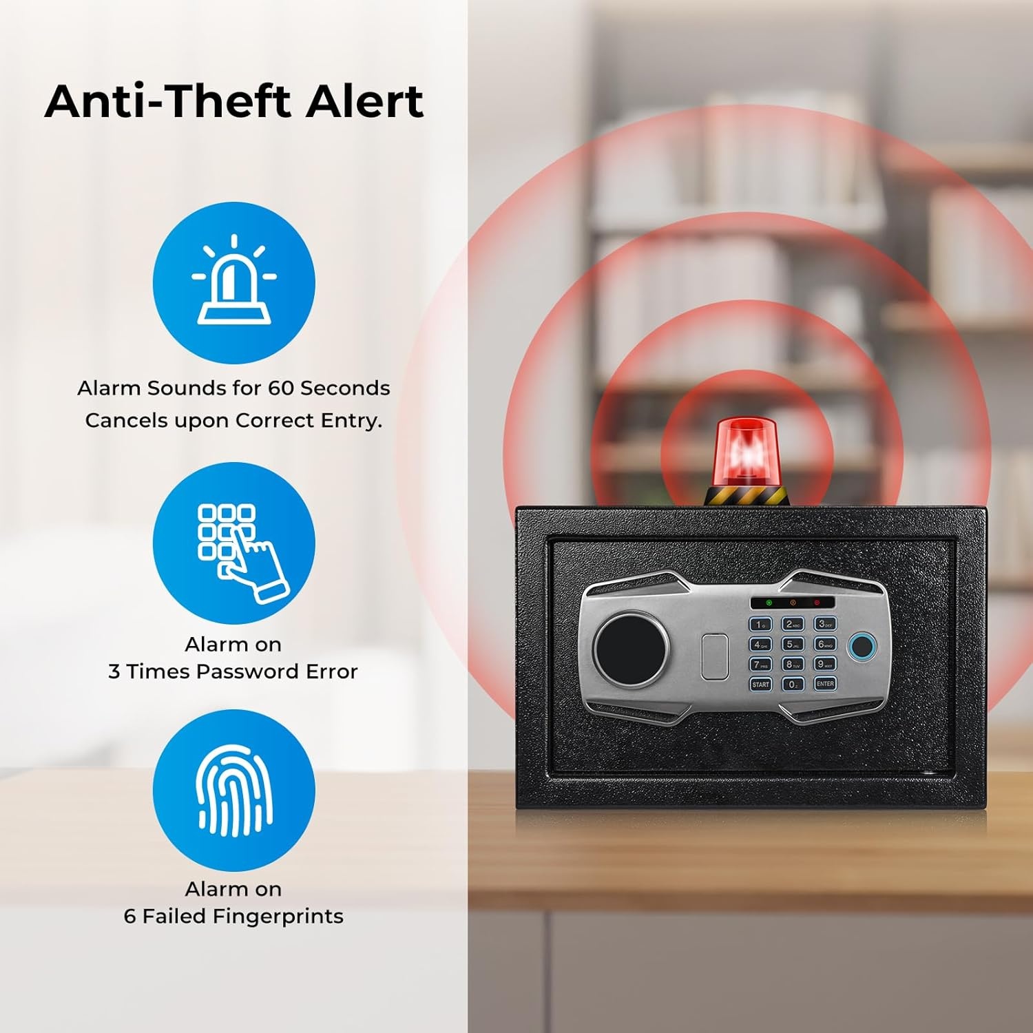 image:imageMUNBYN Smart Biometric Fingerprint Safe 3Way Access Lock Box with Electronic Keypad Display Screen amp USBC Port Small Caja Fuerte with AntiRust and AntiTheft for Home amp Office Cash Document