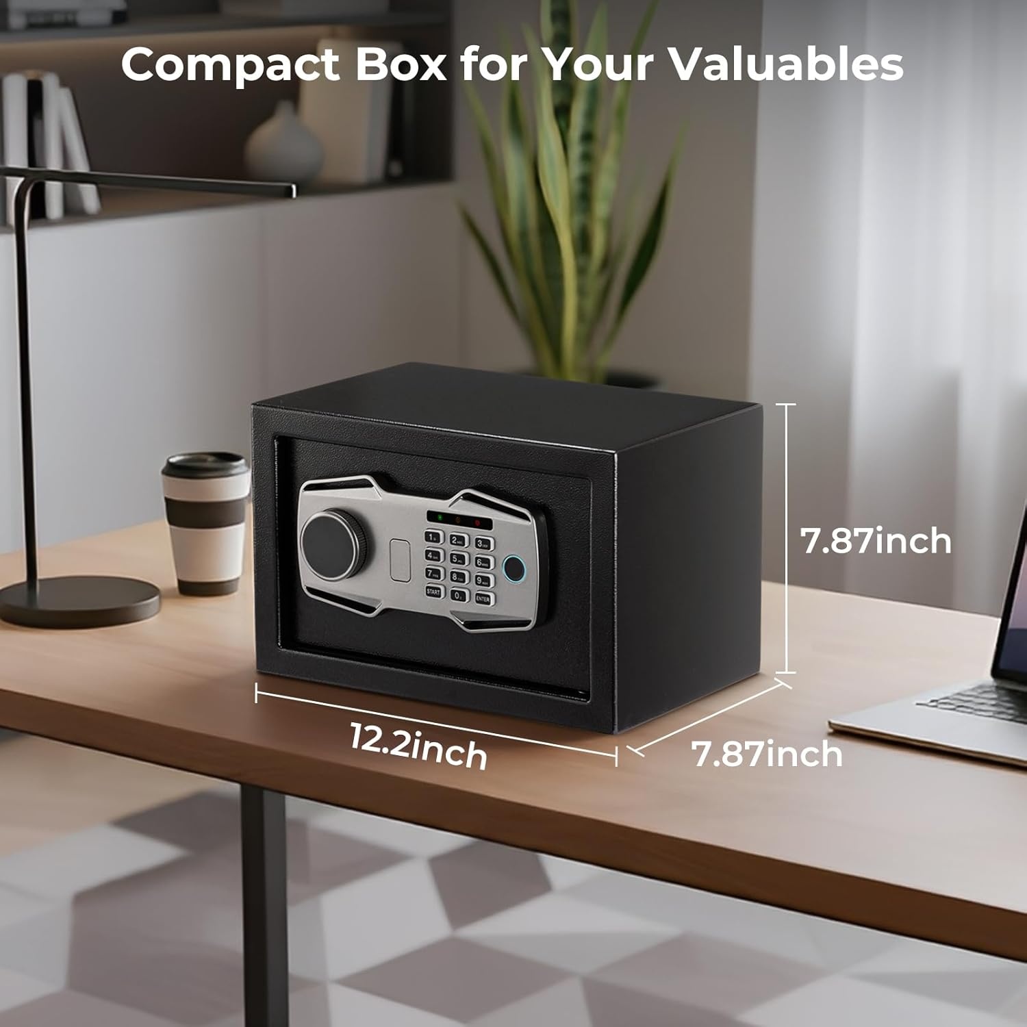 image:imageMUNBYN Smart Biometric Fingerprint Safe 3Way Access Lock Box with Electronic Keypad Display Screen amp USBC Port Small Caja Fuerte with AntiRust and AntiTheft for Home amp Office Cash Document
