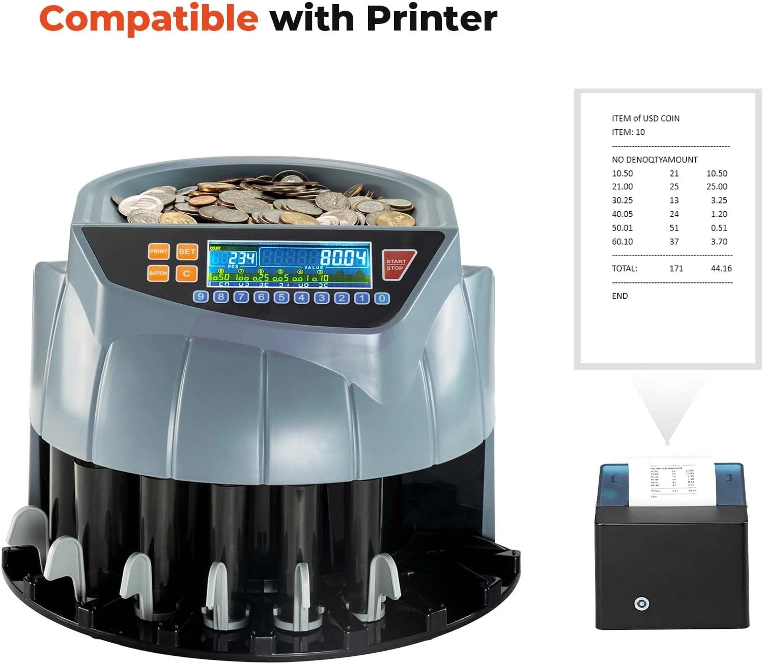 image:imageMUNBYN Thermal Printer for Mixed Denomination Money Counter Machine Connect and Use
