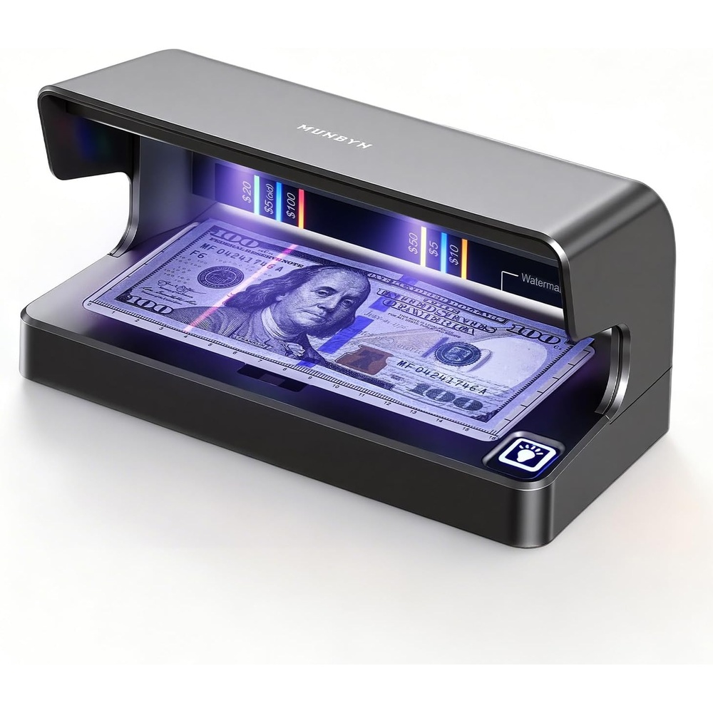 image:imageMUNBYN IMC26 Counterfeit Bill Detector with Dual UV LED Light Money Checker for Credit Card amp ID Detection All Currencies Auto OnOff Rechargeable Battery Suitable for Outdoor Use 2Y Protect