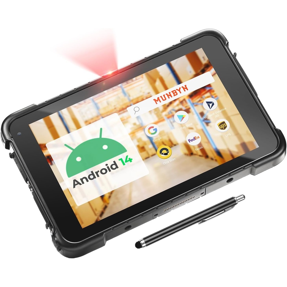 image:imageMUNBYN Rugged Tablet Scanner IRT01P Android 14 Industrial Tablet Equip with Zebra SE4710 Scanner 8GB128GB Barcode Tablet 700nit IP67 Rugged Tablet Rugged Enterprise Tablet with Barcode Scanner