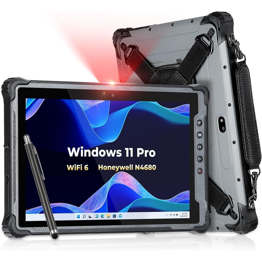 image:imageMUNBYN Rugged Tablet with Barcode Scanner101inch Windows 11 Pro Tablet WiFi 6 1000nit Sunlight Readable Builtin Honeywell N4680 Scanner Intel N100 Rugged PC 4G LTE for Warehouse Gray