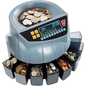 image:imageMUNBYN Coin Counter Machine Coin Sorter Machine 1 5 10 25 50 and Dollar 250 Coinsmin Compatible with Printer Batch Mode Change Counter Machine 6 Bins and Tubes Roller