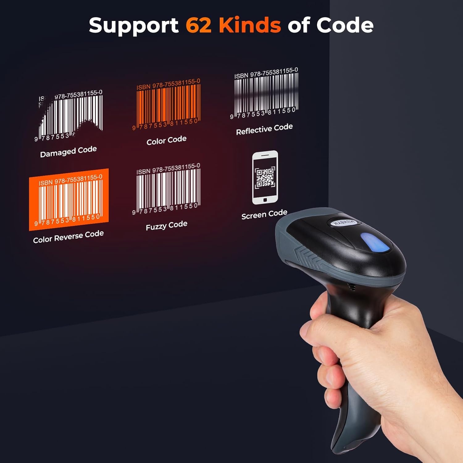 image:imageMUNBYN Book Scanner for Personal Library 1D2D Bluetooth 24G Wireless Handheld Barcode Scanner with 1400mAh Battery and Charger Stand Support ISBNUPC and Other Barcode Plug amp Play