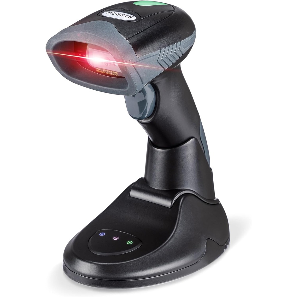 image:imageMUNBYN Book Scanner for Personal Library 1D2D Bluetooth 24G Wireless Handheld Barcode Scanner with 1400mAh Battery and Charger Stand Support ISBNUPC and Other Barcode Plug amp Play