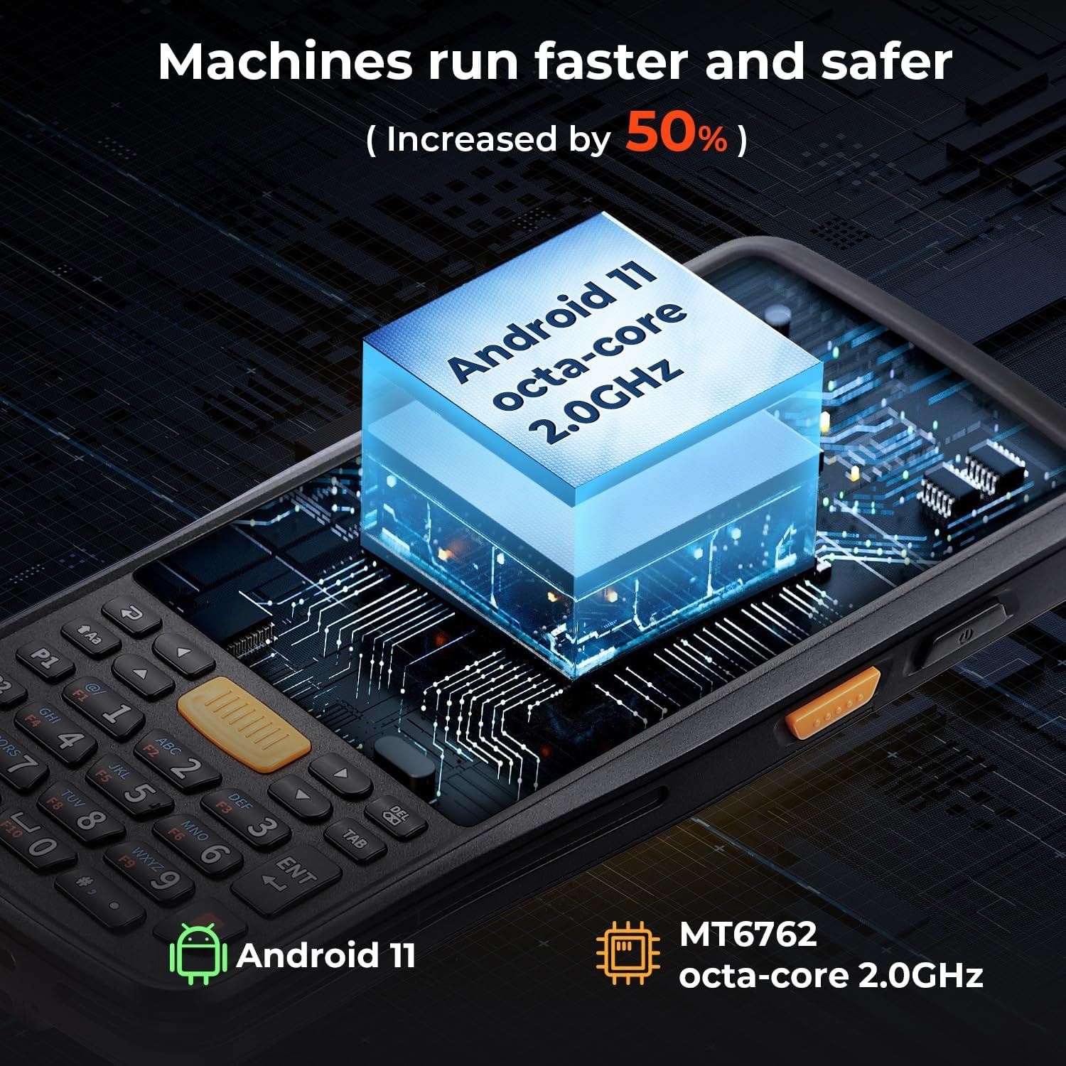 image:imageMUNBYN 099P Android Barcode Scanner with Pistol Android 11 Equip with Zebra SE4710 Scanner Handheld Computer Inventory Scanner QR UPC Rugged 4G Data Collector for Warehouse 2Y Protection