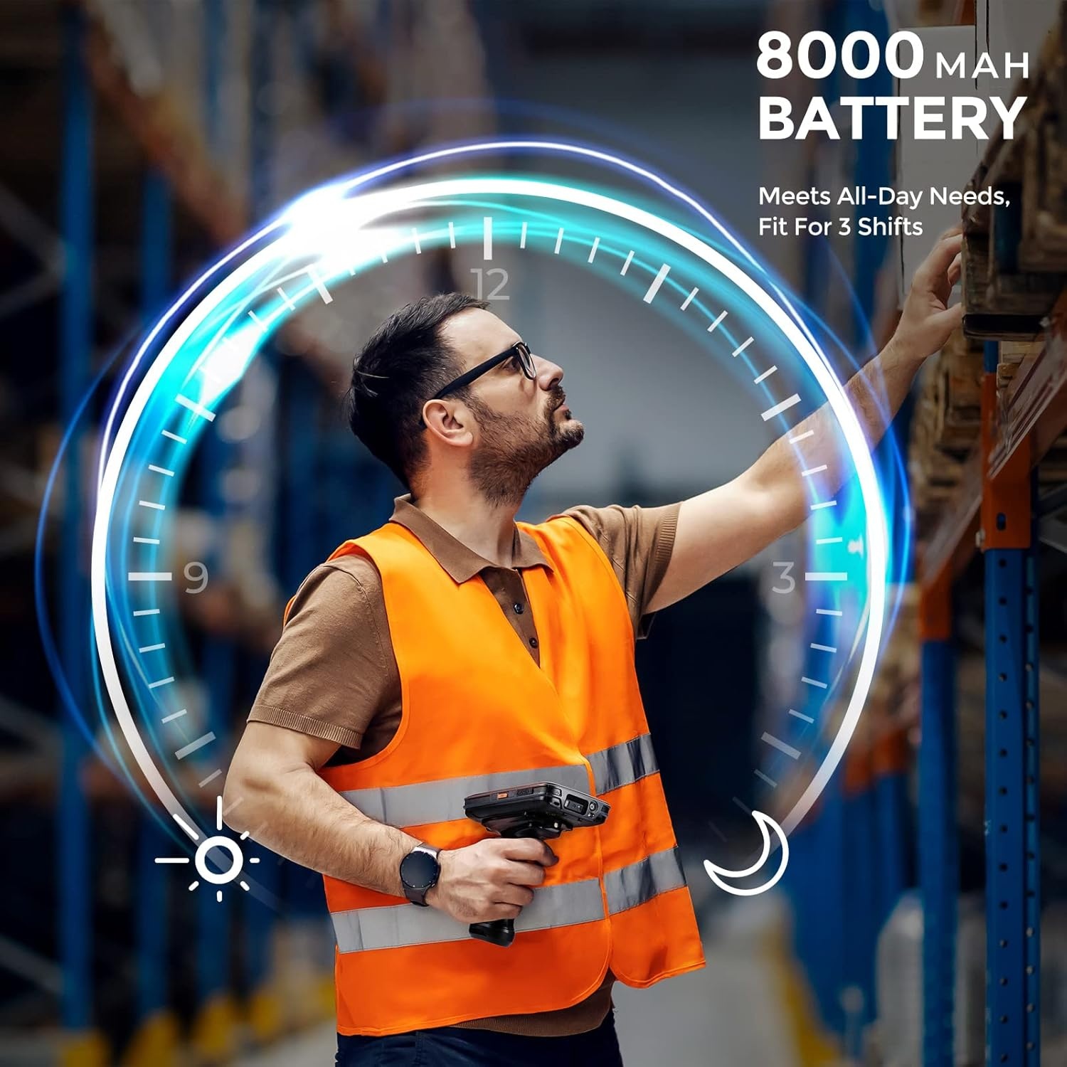 image:imageMUNBYN Android 13 Barcode Scanner Handheld Mobile Computer 1D2D QR US Repair Center 2 Years NoCharge Repairs Zebra SE4750 Engine 8000mAh Full Screen with Pistol Grip 4G WiFi PDA Scanner