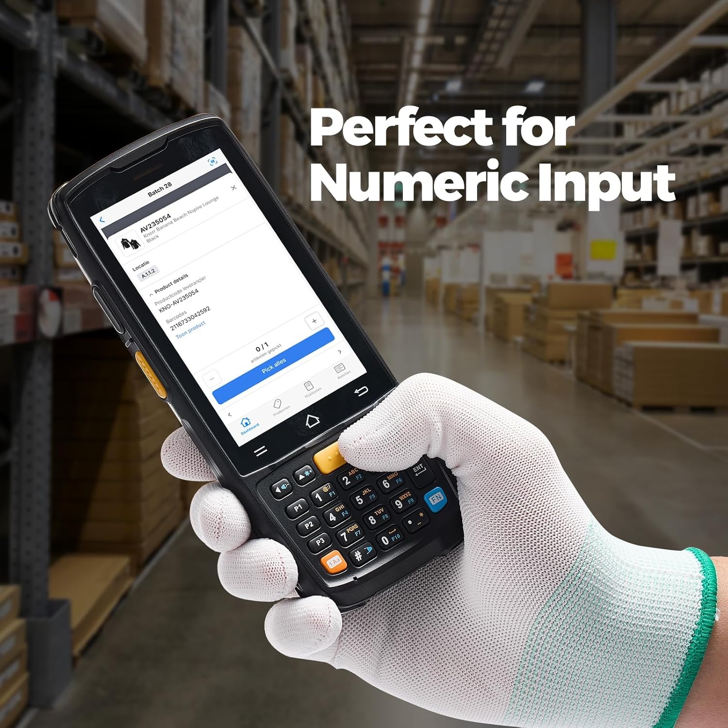 image:imageMUNBYN Android 14 Barcode Scanner with Pistol GripEquipped with Honeywell HS7 QR Scanner 4GB64GB Handheld PDA 4inch Touchscreen IP65 Rugged 5000mAh for Inventory Warehouse Logistics MC005P