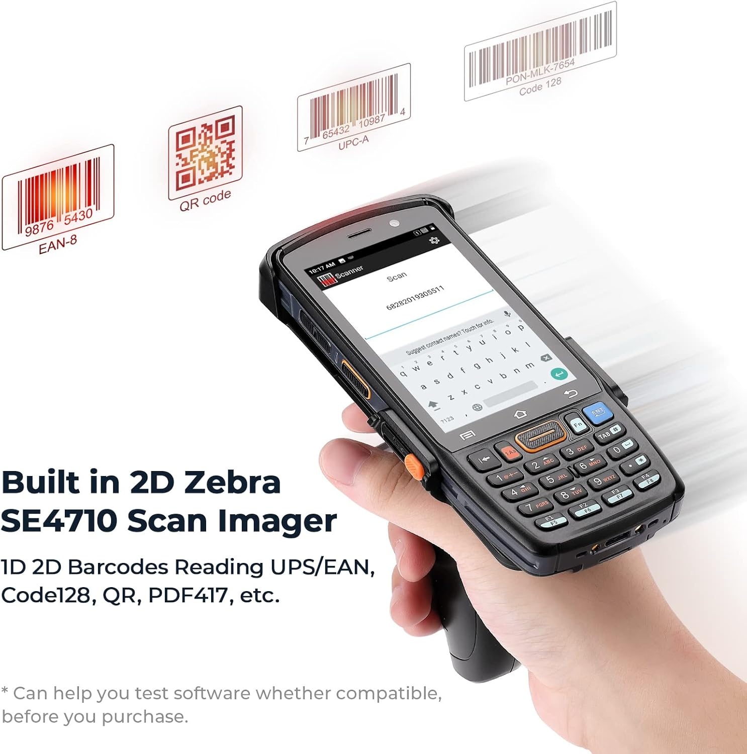 image:imageMUNBYN 2024 New Android Barcode Scanner with Pistol Grip Equip with 2D SE4710 Zebra Scanner 4Inch Screen Android 90 4G WiFi Rugged IP67 Android Scanner Handheld for Inventory Warehouse