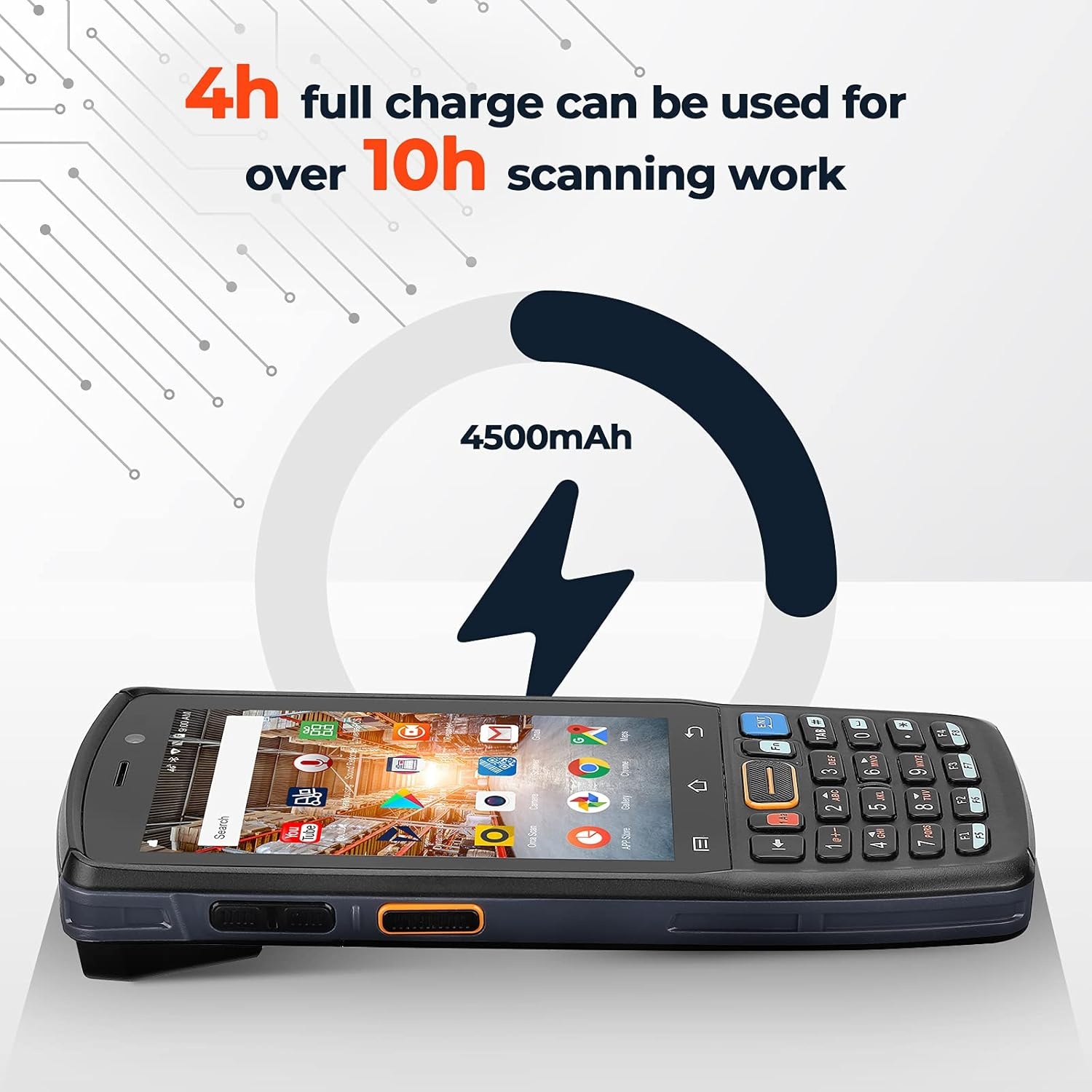 image:imageMUNBYN 2024 New Android Barcode Scanner with Pistol Grip Equip with 2D SE4710 Zebra Scanner 4Inch Screen Android 90 4G WiFi Rugged IP67 Android Scanner Handheld for Inventory Warehouse