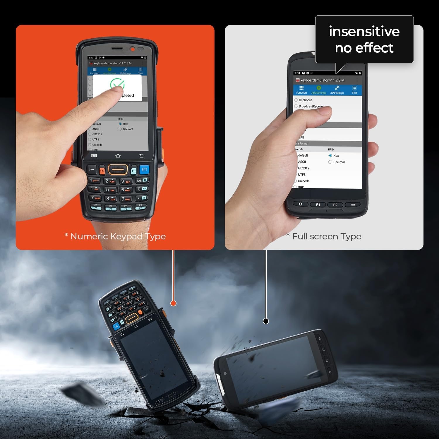 image:imageMUNBYN 2024 New Android Barcode Scanner with Pistol Grip Equip with 2D SE4710 Zebra Scanner 4Inch Screen Android 90 4G WiFi Rugged IP67 Android Scanner Handheld for Inventory Warehouse