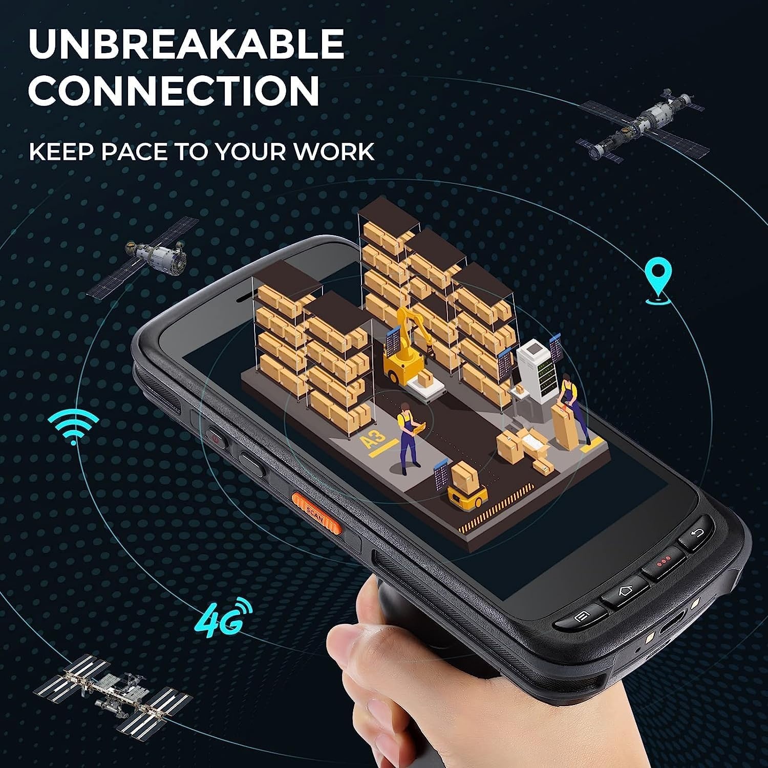 image:imageMUNBYN Android Barcode Scanner Full Screen 8000mAh Mobile Computer 1D2D QR Zebra SE4710 Engine Handheld Android 13 PDA for WMS 4G WiFi Inventory Bar Code Scanner