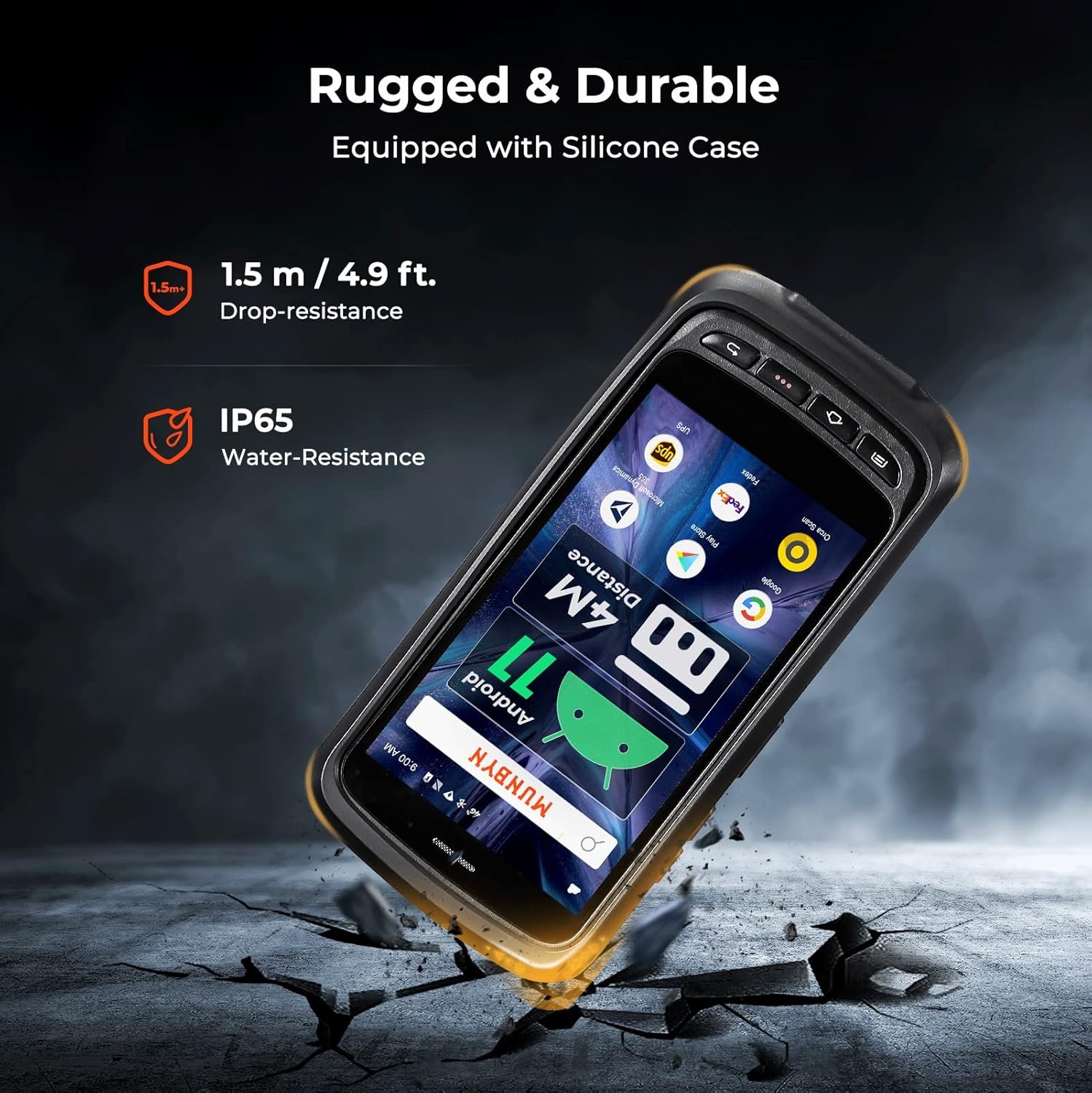 image:imageMUNBYN Android Barcode Scanner with Full Screen Dock Charger Pistol Grip Android 11 Scanner Handheld Computer Rugged PDA SE4750MR 2D Zebra Barcode Scanner ScanRange 34M 4G WiFi BT Collector