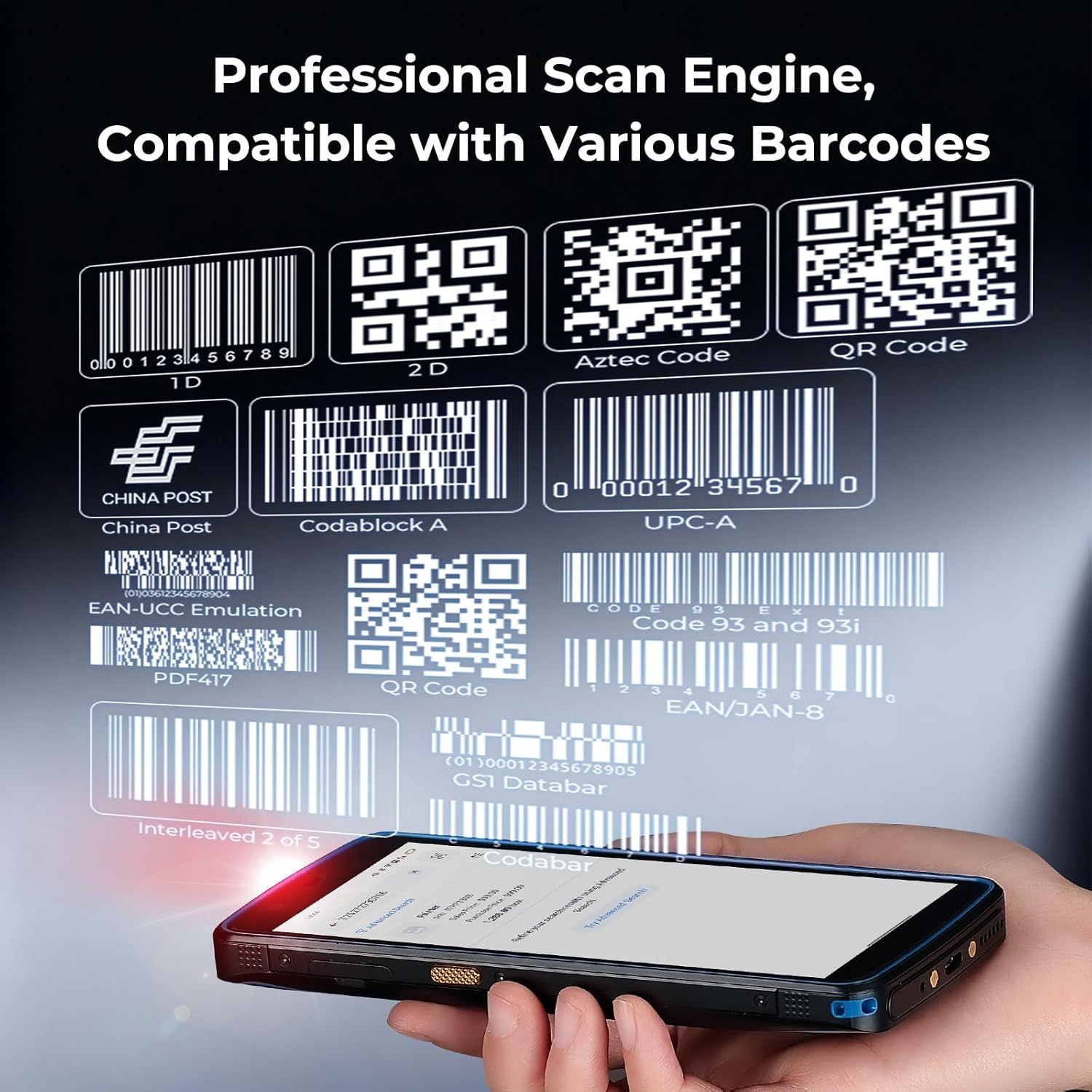 image:imageMUNBYN Android Barcode Scanner with Large Screen 57inch PDA Android 14 2D 1D QR Barcode Scanner Inventory Handheld Mobile Computer 464G IP67 DualBand WiFi 4G BT Data Collector for Warehouse
