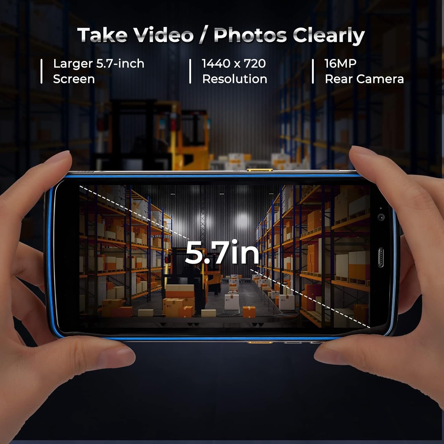 image:imageMUNBYN Android Barcode Scanner with Large Screen 57inch PDA Android 14 2D 1D QR Barcode Scanner Inventory Handheld Mobile Computer 464G IP67 DualBand WiFi 4G BT Data Collector for Warehouse