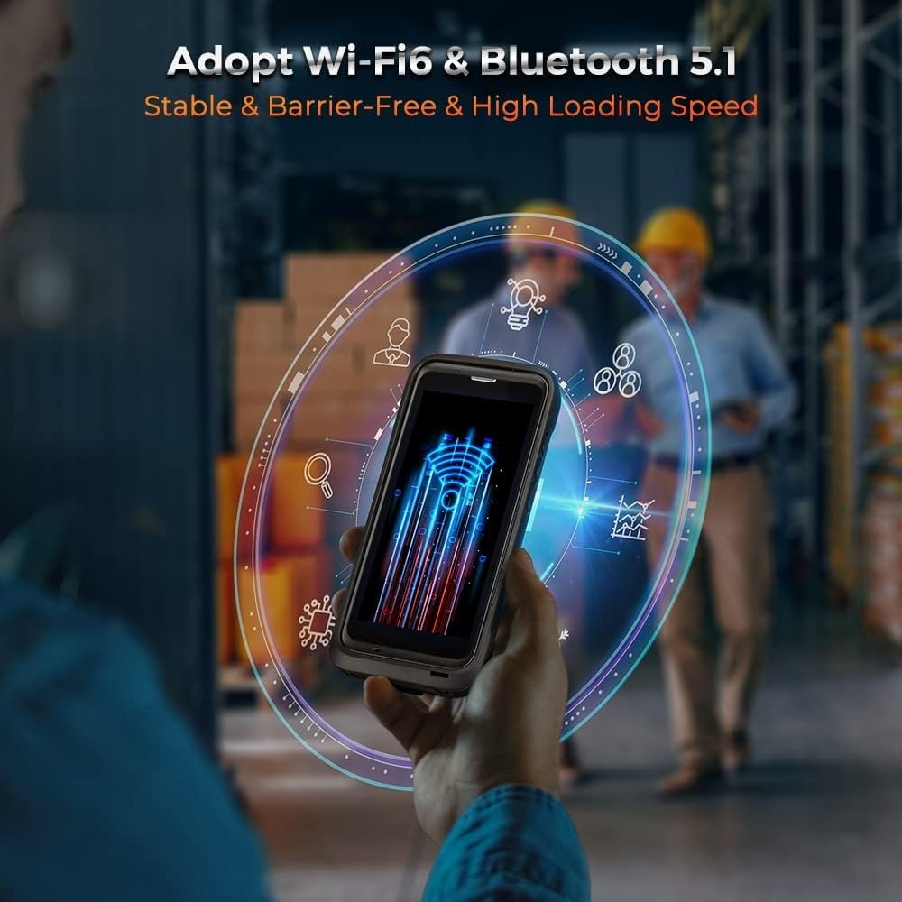 image:imageMUNBYN Android Barcode Scanner with Pistol Grip Android 11 WiFi 6 Mobile Computer PDA 55 Full Screen Equip with Zebra SE4710 Scanner Engine Bluetooth 1D2DQR Inventory Scanner with Software