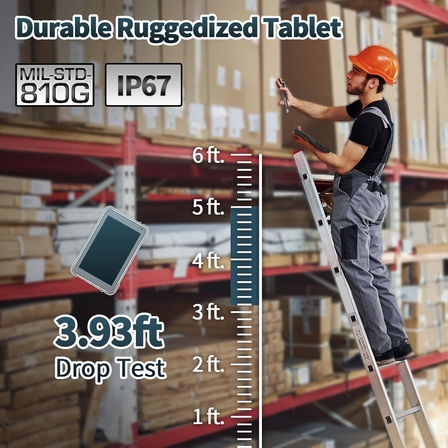 image:imageMUNBYN Rugged Android Tablet Scanner IRT01 8inch Tablet Android 10Equip with Zebra SE2707 Scanner 700nit Heavy Duty Tablet IP67 MILSTD810G Sunshine Readable Inventory Mobile Handheld Computer