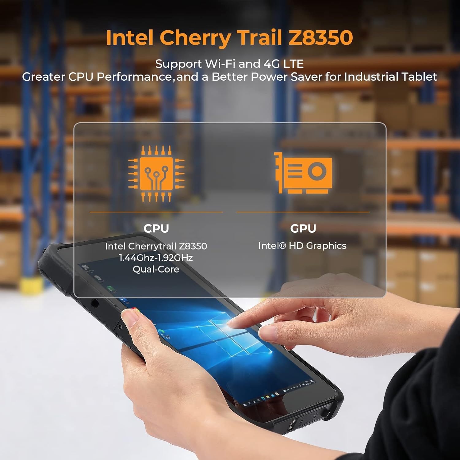 image:imageMUNBYN Rugged Tablet IRT04 8inch Industrial Tablet PC Windows 10 64bit Pro700nit Sunlight Readable Waterproof Tablet 4G WiFiGPS IP67 Drop and Water Resistant for Engineer Contractor Tablet