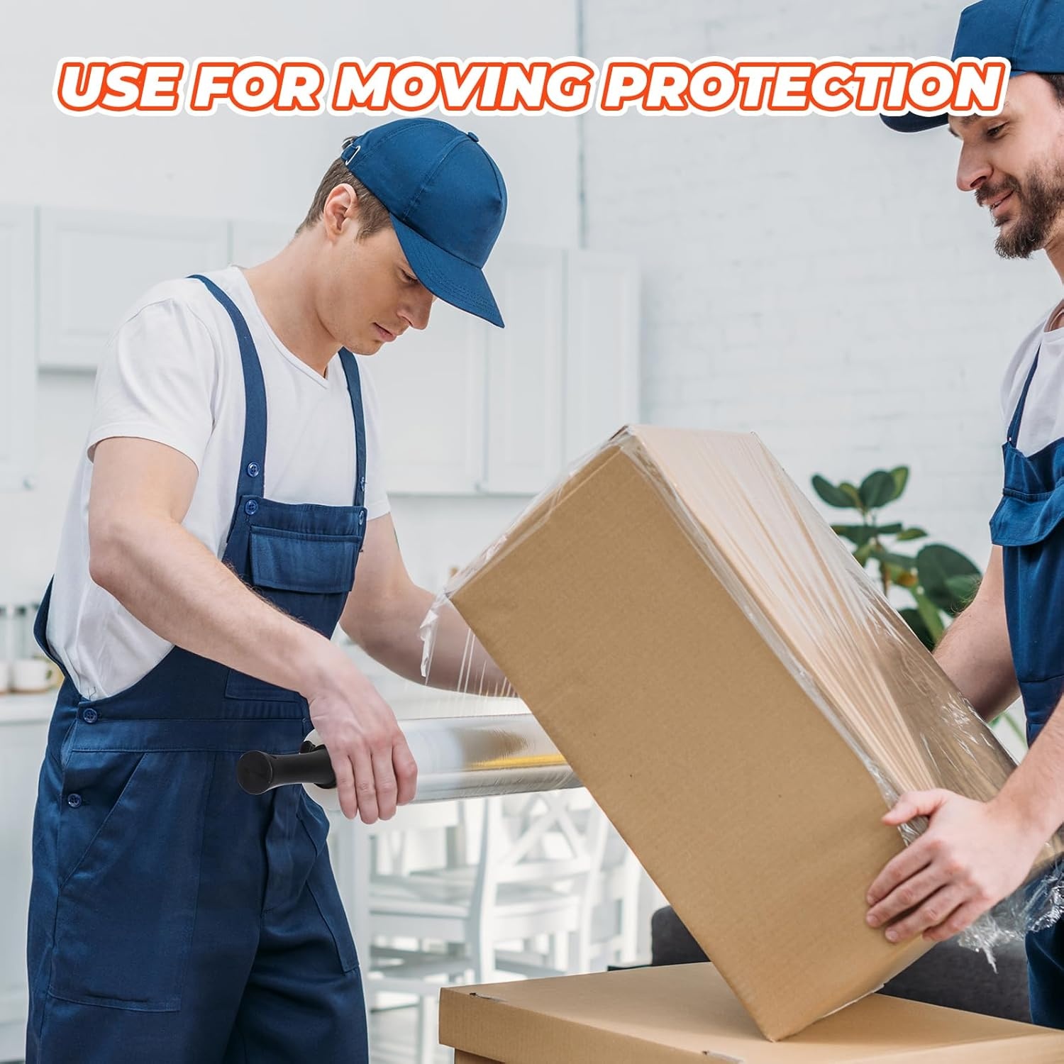image:imageMUNBYN Shrink Wrap Stretch Wrap with Handles Stretch Film Roll Industrial Strength Plastic Wrap for Pallet Wrapping Shipping Moving 15 Inch x 1000 Ft 4 Pack 60 Gauge4