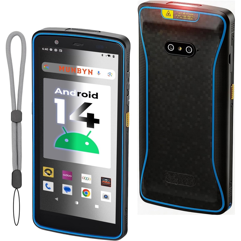 image:imageMUNBYN Android Barcode Scanner with Large Screen 57inch PDA Android 14 2D 1D QR Barcode Scanner Inventory Handheld Mobile Computer 464G IP67 DualBand WiFi 4G BT Data Collector for Warehouse