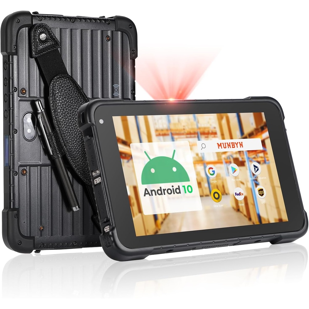 image:imageMUNBYN Rugged Android Tablet Scanner IRT01 8inch Tablet Android 10Equip with Zebra SE2707 Scanner 700nit Heavy Duty Tablet IP67 MILSTD810G Sunshine Readable Inventory Mobile Handheld Computer