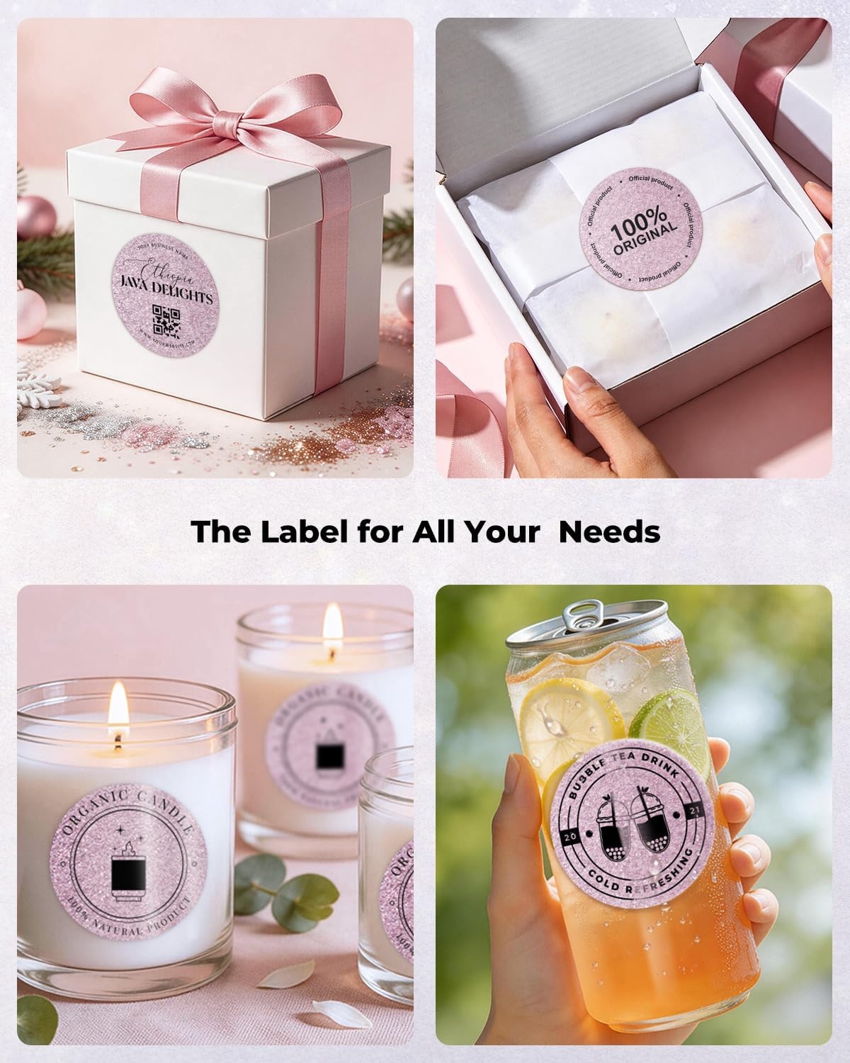 image:imageMUNBYN 2 Inch Gold Glitter Thermal Labels Round Thermal Printer Labels for Baking Candle Food 100 Sheets1 RollRose Gold