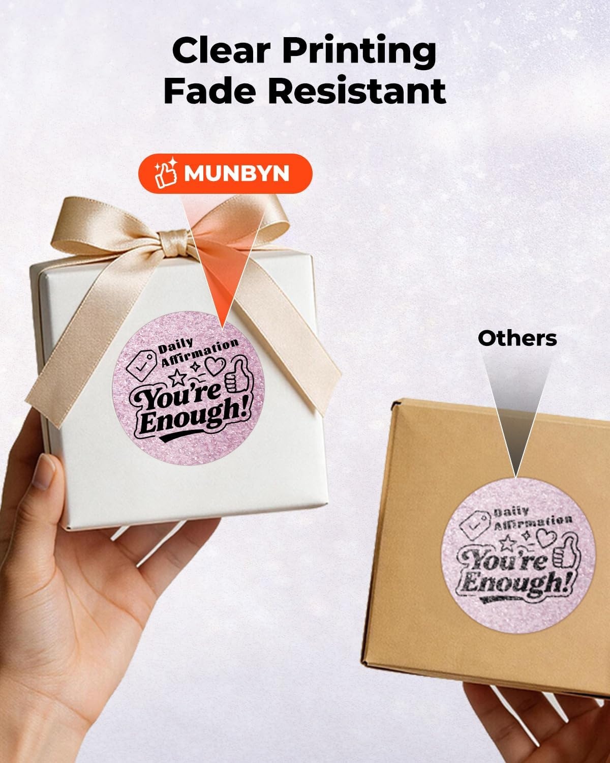 image:imageMUNBYN 2 Inch Gold Glitter Thermal Labels Round Thermal Printer Labels for Baking Candle Food 100 Sheets1 RollRose Gold