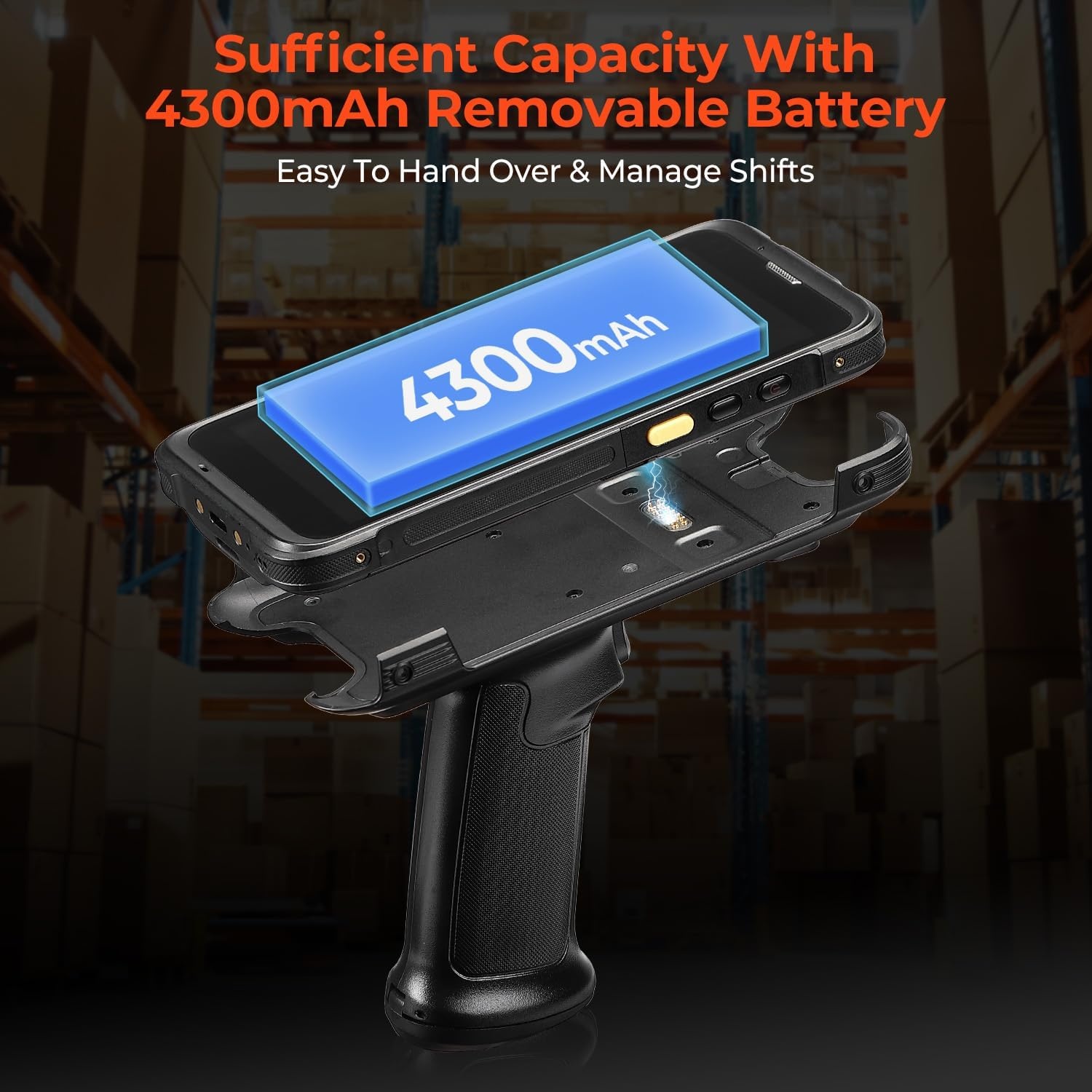 image:imageMUNBYN 2024 Android Barcode Scanner with Pistol Grip Equip with Honeywell N6703 Scanner Engine 55 Screen Android 11 Wireless Mobile Computer Handheld 464GB Inventory Scanner with Software
