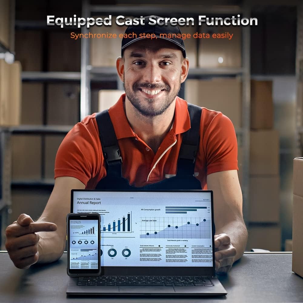image:imageMUNBYN Android Barcode Scanner with Full Screen 55 Android 11 Mobile Computer Handheld WiFi 6 4G LTE Wireless NFC Rugged PDA SE4710 Equip with 1D 2D QR Zebra Scanner Engine Inventory Scanner
