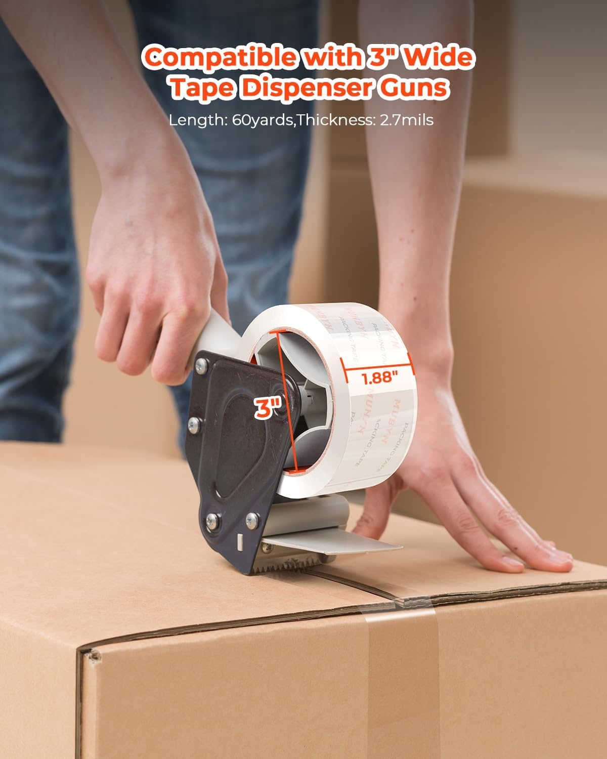 image:imageMUNBYN Heavy Duty Packing Tape6 Rolls Clear Packing Tape for Moving Boxes and Packaging Supplies188 x 60 Yards Per Roll27 milMoving Packaging Shipping Office amp Storage