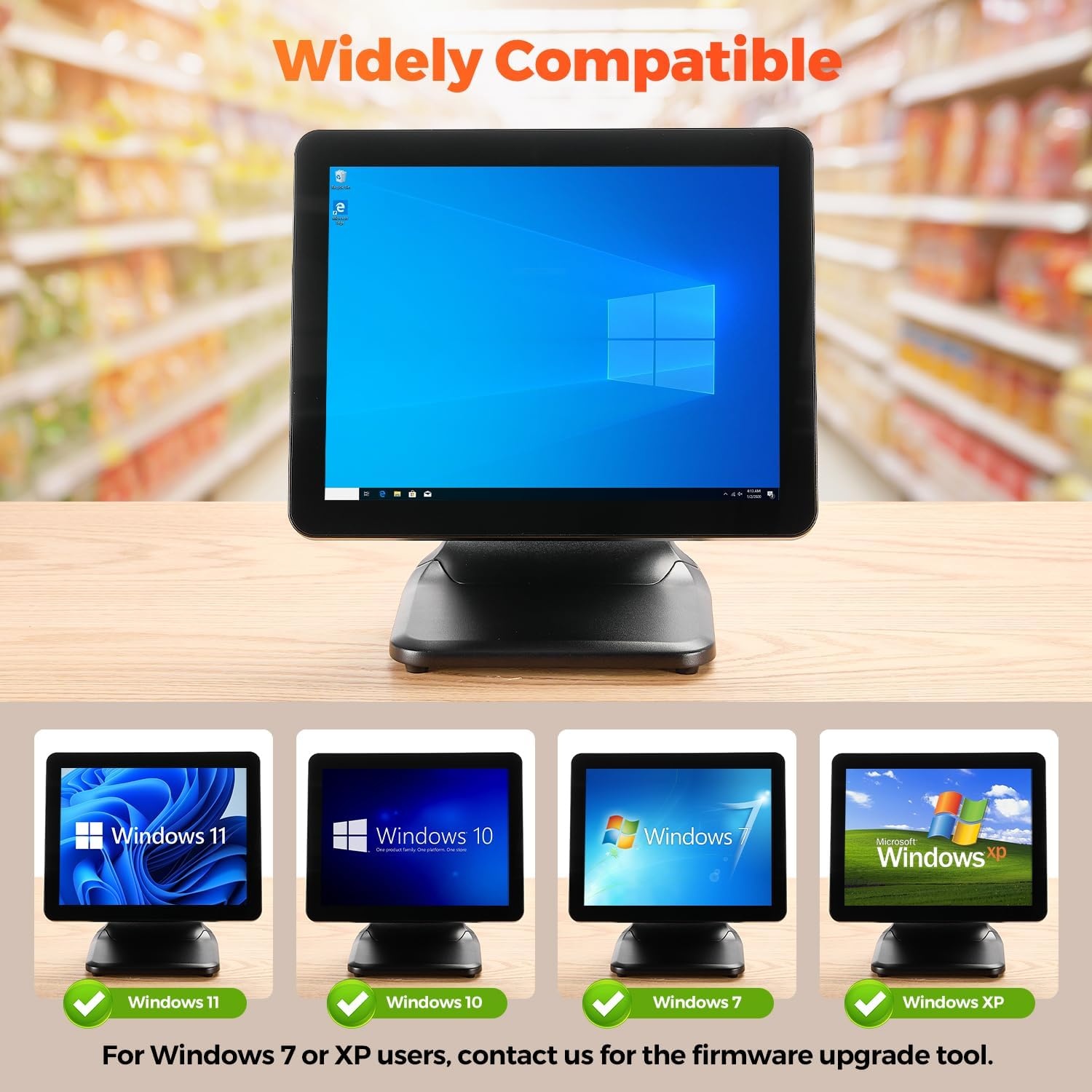 image:imageMUNBYN 15inch POS Touch Screen Monitor True Flat Seamless POS Monitor HeavyDuty Metal Stand HDMIVGA Capacitive Screen Display for Retail Restaurant Bar No Driver Required 2Y Protection