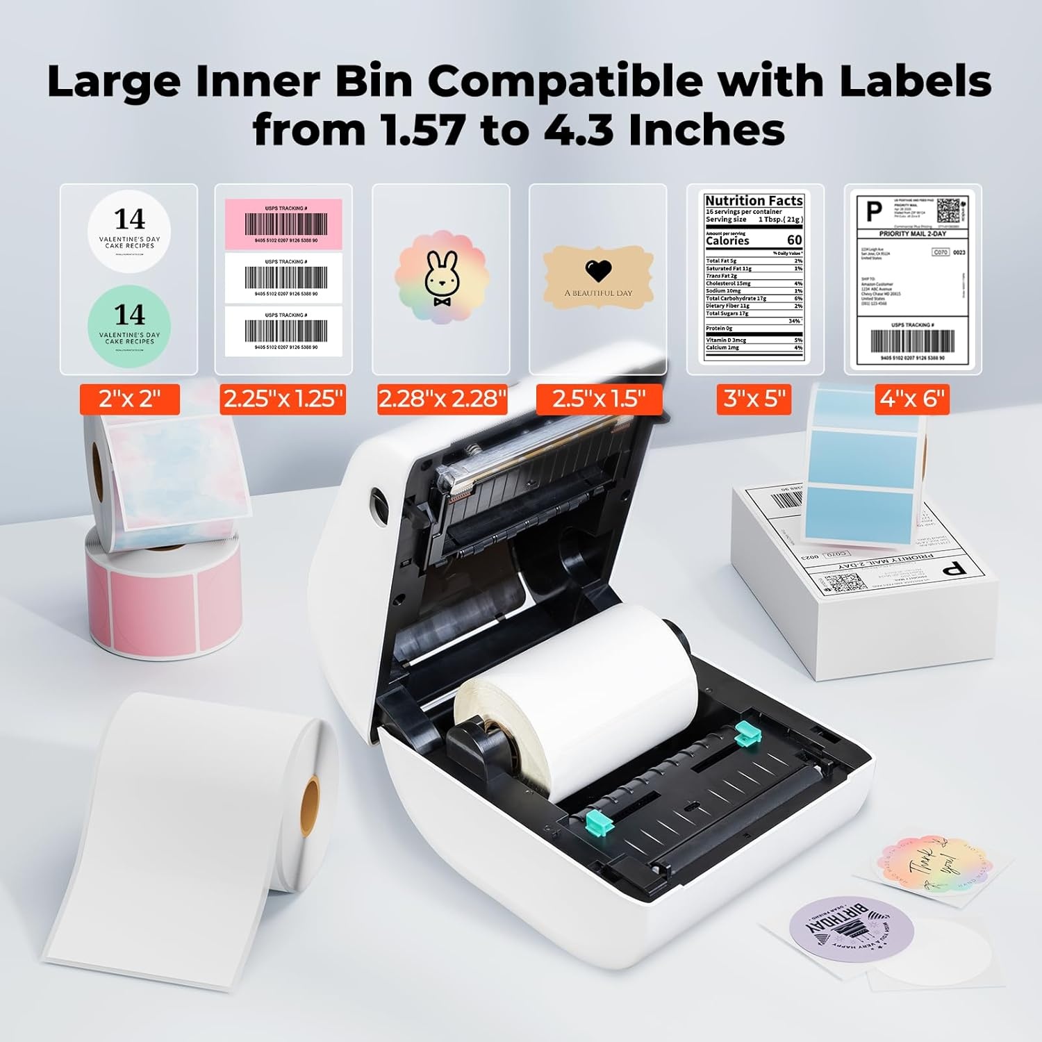 image:imageMUNBYN 411B Shipping Label Printer 4x6 Bluetooth Thermal Label Printer for Shipping Packages or Small Business Compatible with iPhone Android iPad Windows macOS Supports Etsy UPS USPS