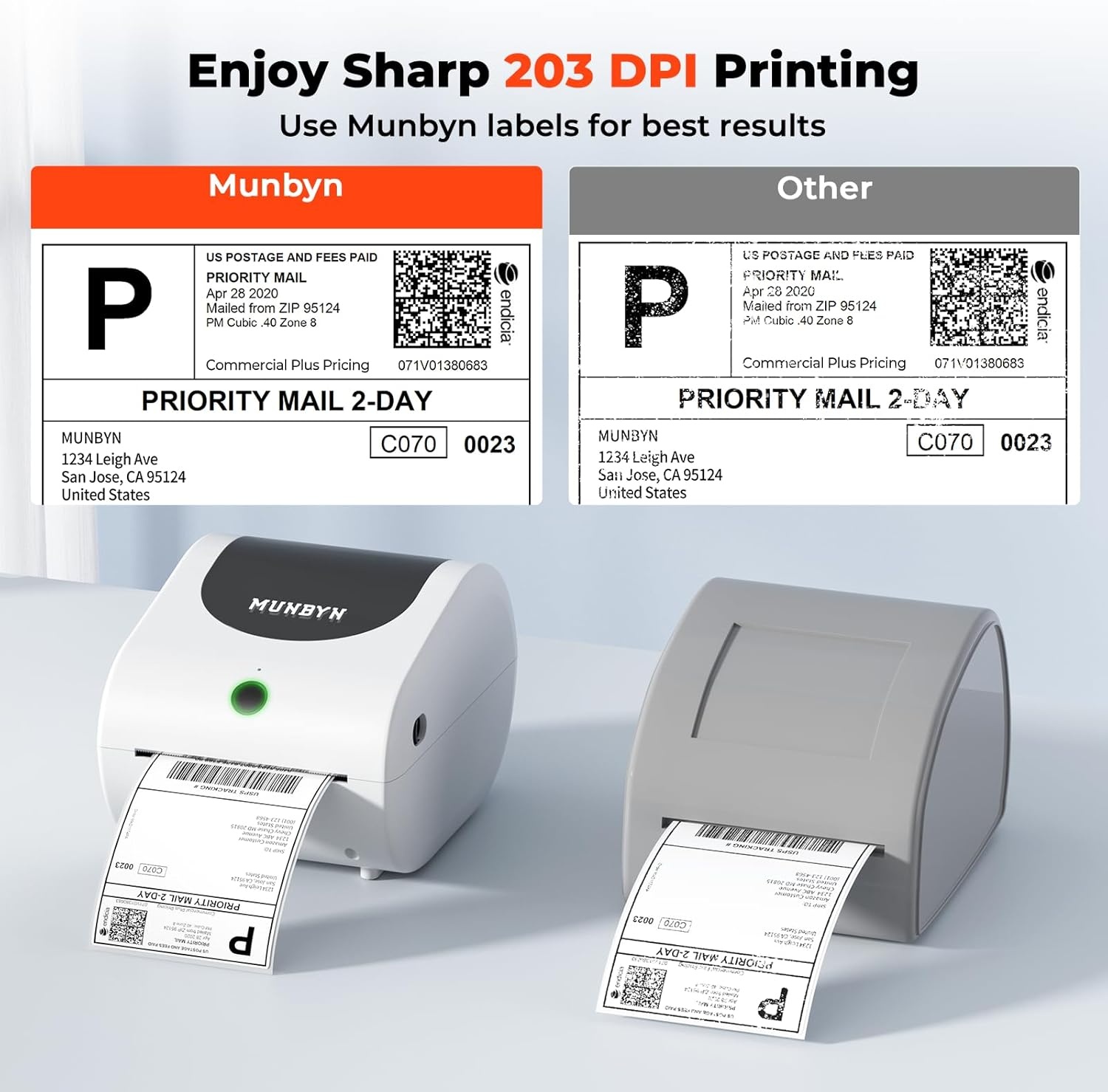 image:imageMUNBYN 411B Shipping Label Printer 4x6 Bluetooth Thermal Label Printer for Shipping Packages or Small Business Compatible with iPhone Android iPad Windows macOS Supports Etsy UPS USPS