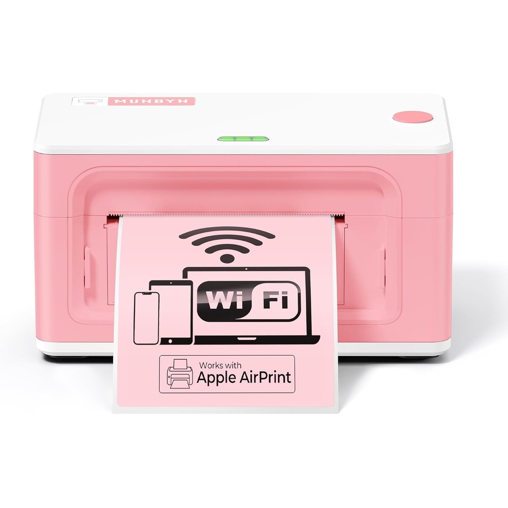 image:imageMUNBYN Wireless Thermal Printer WiFi Shipping Label Printer Compatible with AirPrint iPhone iPad macOS Android Windows Chromebook Etsy Ebay USPS for Small Business Home UsePink